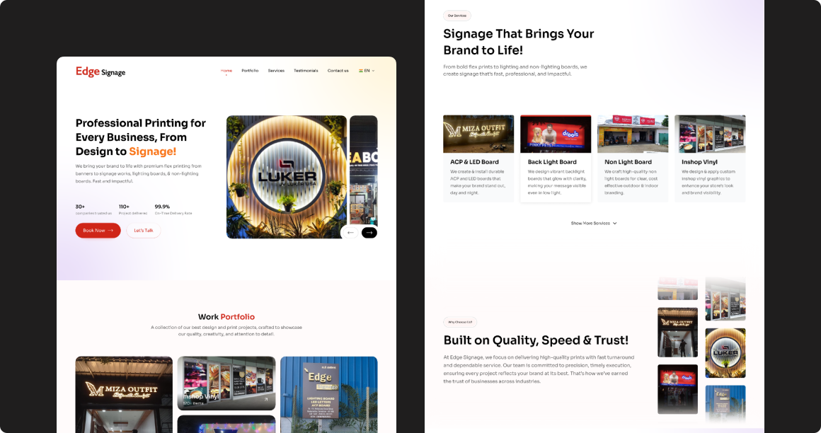 Landing page hero section