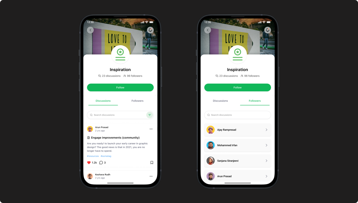 Topic standalone screens