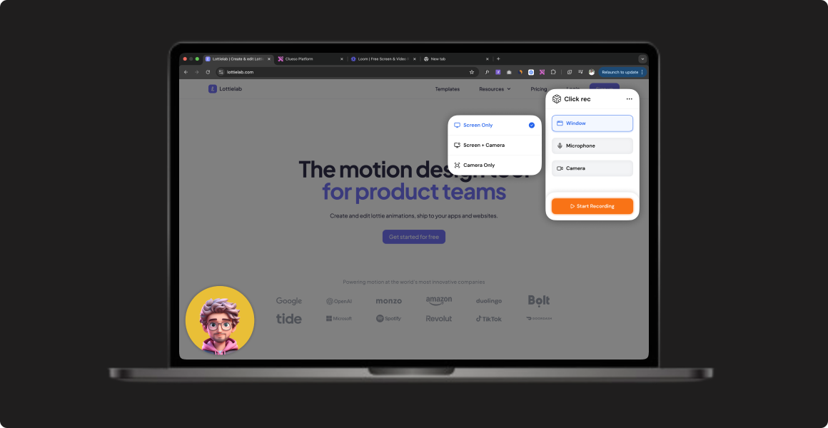 Screen recording overlay