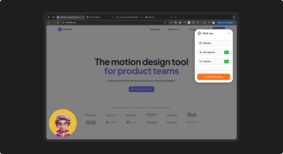 Screen recording overlay