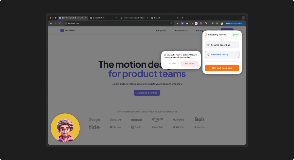 Delete action sub-overlay