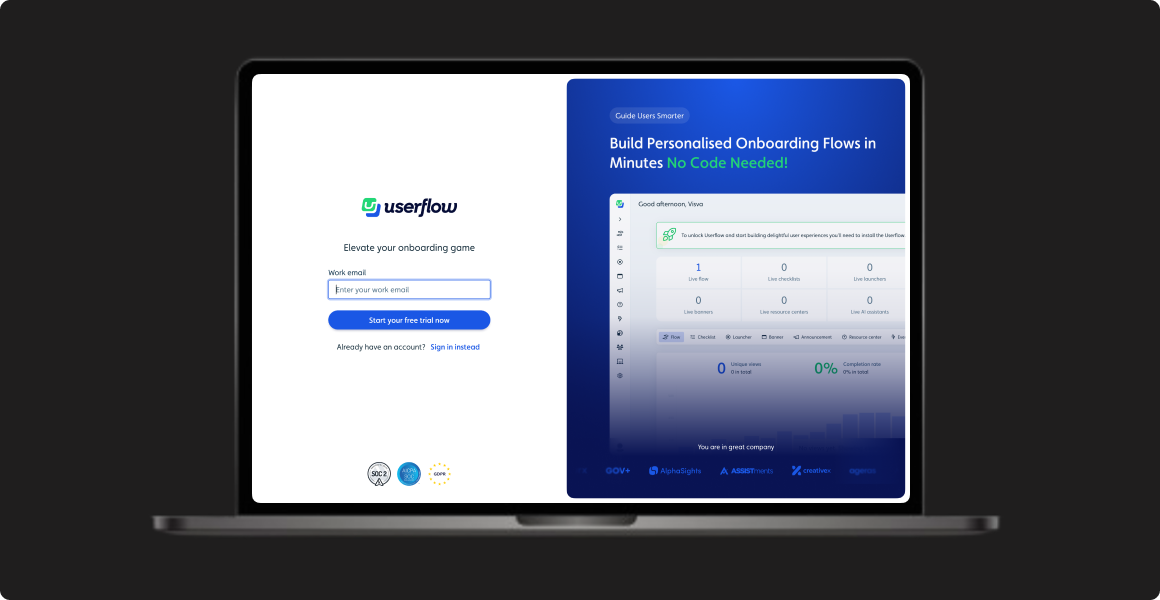 login screen section